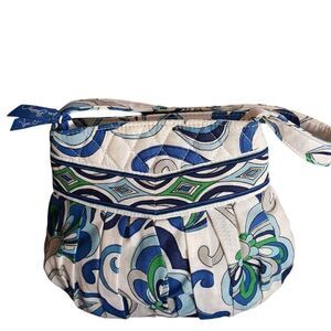 Y2K Vera Bradley Mediterranean White Hannah Purse Blue Handbag Pocketbook